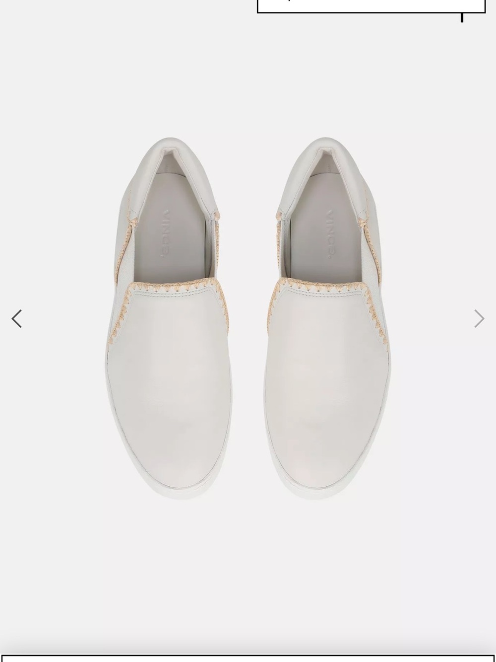Vince Warren Raffia-Trim Leather Sneaker Cream size 5M/35